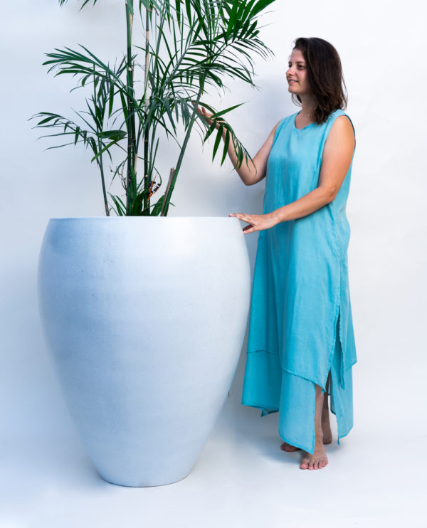 Large Fila Fiber Glass Blue Planters - Tova Designs